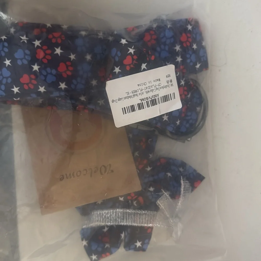 NWT Mr. Chubbyface 4th of July Dog Collar with Flower, XL Adjustable, - Picture 6 of 7